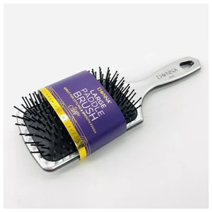 Donna Collection Large Metallic Silver Paddle Hair Brush Black 1Ea