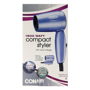 Conair Compact Styler 1600 Watt Folding Handle Hair Dryer, Blue, 1 Ea
