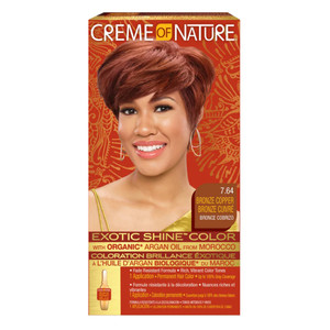 Creme of Nature 7.64 Bronze Copper Exotic Shine Hair Color with Argan Oil from Morocco 1Ea