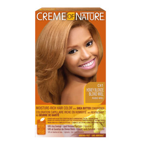 Creme of Nature Moisture Rich Hair Color C41 Honey Blonde with Shea Butter Conditioner for Gray Coverage 1Ea