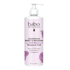 Babo Botanicals Smoothing Berry and Primrose Plant Based Shampoo and Wash Detangles and Softens Hair 16Oz (473ml)