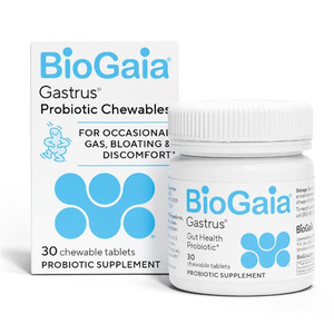 BioGaia Gastrus Stomach Health Probiotic Mandarin Flavored Chewable Tablets 950mg Digestive Support 30Ea