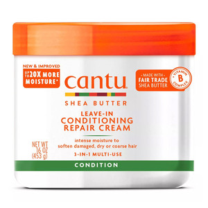 Cantu Shea Butter Leave In Conditioning Repair Cream for Moisturizing and Repairing Damaged Hair 16Oz (453g)