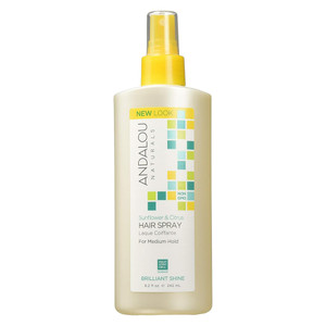 Andalou Naturals Brilliant Shine Sunflower and Citrus Hair Spray Medium Hold for Healthy Hair 8.2Oz (242ml)