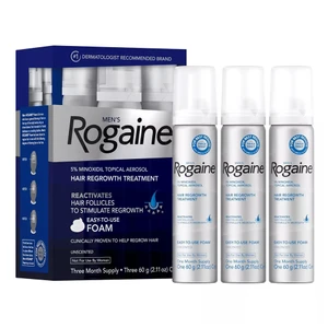 Rogaine Mens 5 Percent Minoxidil Topical Foam Hair Regrowth Treatment 2.11Oz (60g), 3Ea