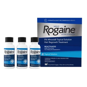 Rogaine Mens 5 Percent Minoxidil Topical Solution Extra Strength Hair Regrowth Treatment for Men 2Oz (60ml), 3Ea