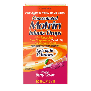 Motrin Concentrated Infants Drops Pain Reliever and Fever Reducer, Berry Flavor, 0.5 Oz Motrin Concentrated Infants Drops Pain Reliever and Fever Reducer, Berry Flavor, 0.5 Oz