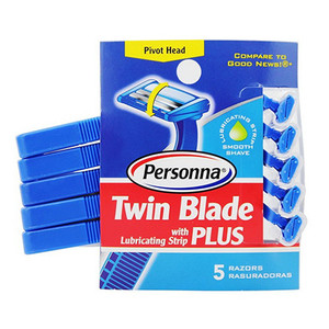 Personna Twin Blade Plus Disposable Razors with Lubricating Strip, 5 ea, 3 pack