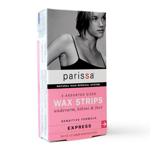 Parissa Natural Hair Removal System Wax 3 Assorted Sizes, 24 Strip