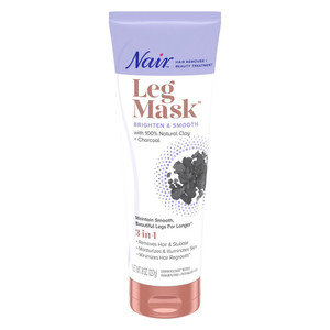 Nair Leg Mask Brighten Formula Hair Remover with Natural Clay and Charcoal 8Oz (227g)