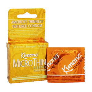 Kimono Textured MicroThin Ribbed and Sensi Dots Condoms - 3 Ea