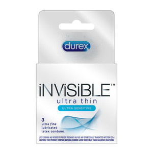 Durex Invisible Ultra Thin and Ultra Sensitive Premium Condoms, 3 Ea Durex Invisible Ultra Thin and Ultra Sensitive Premium Condoms, 3 Ea