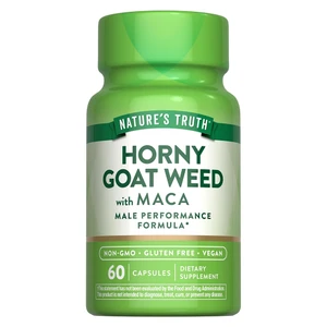 Natures Truth Vitamins Horny Goat Weed with Maca Dietary Supplement Capsules Support Energy Vitality 60Ea