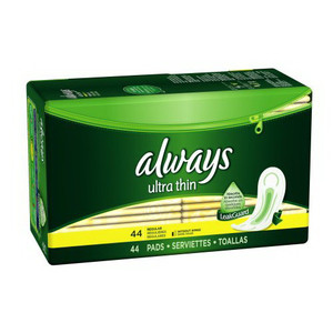 Always Ultra Thin Pads Overnight Absorbency Unscented with Wings, Size 4,  26 Ea