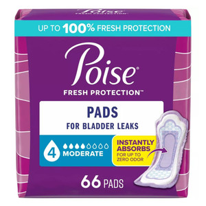 Poise Moderate Absorbency Regular Length Pads 66Ea