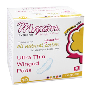 Maxim Natural Daytime Ultra Thin Winged Pads, Unscented - 10 Ea