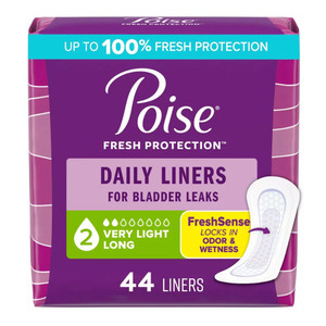Poise Daily Liners for Bladder Leaks Very Light Absorbency Long Length 44Ea