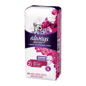 Always Discreet Very Light Absorbency Liners Regular Length for Bladder Leaks 48Ea, Pack of 3