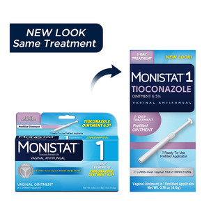Monistat 1 Day Vaginal Antifungal Prefilled Applicator for Curing Most Vaginal Yeast Infections 0.16Oz (4.6g)