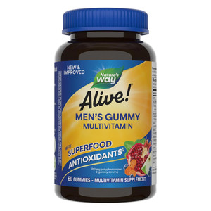 Natures Way Alive Mens Multivitamin Gummies for Energy Heart Muscle and Immune Health Support 60Ea