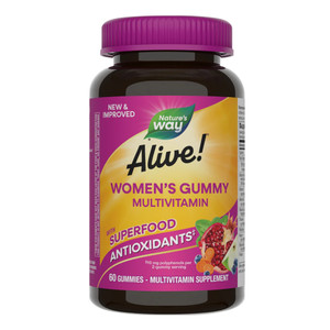 Natures Way Alive Womens Multivitamin Gummies for Energy Immune Bone and Heart Health Support 60Ea