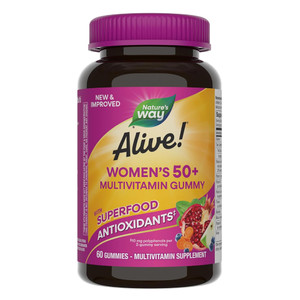Natures Way Alive Womens 50 Plus Multivitamin Gummies for Heart Brain and Bone Health Support 60Ea
