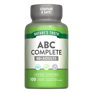 Natures Truth ABC Complete Senior 50 Plus Multivitamin Mineral Coated Caplets Support Immune Health 100Ea