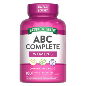 Natures Truth ABC Complete Womens Multivitamin Mineral Supplement Coated Caplets Support Bone Health 100Ea