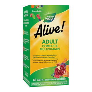 Natures Way Alive Adult Complete Multivitamin Tablets for Energy Heart and Brain Health Support 60Ea