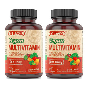 Deva Nutrition Vegan Multivitamin and Mineral Tablets Daily Nutrition Support Formula 90Ea