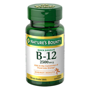 Natures Bounty Vitamin B12 2500mcg Vitamin Supplement Tablets Supports Energy Production 75Ea