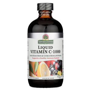 Natures Answer Vitamin C 1000mg with Rose Hips and Citrus Bioflavonoids Support Immune Health 8Oz (240ml)