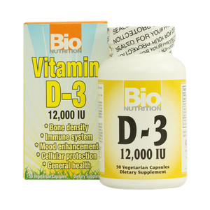 Bio Nutrition Vitamin D3 Dietary Supplement Vegetarian Capsules 50Ea