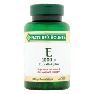 Natures Bounty Pure Dl-Alpha Vitamin E 1000 Iu 100% Preservative Free Vitamin Supplement Softgels - 60 Ea Natures Bounty Pure Dl-Alpha Vitamin E 1000 Iu 100% Preservative Free Vitamin Supplement Softgels - 60 Ea