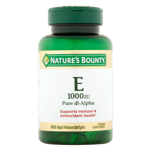 Natures Bounty Pure Dl Alpha Vitamin E 1000 IU Softgels Supports Immune and Antioxidant Health 60Ea