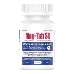 Mag Tab Sr Magnesium Supplement 84mg Caplets for Muscle Nerve and Magnesium Balance 60Ea