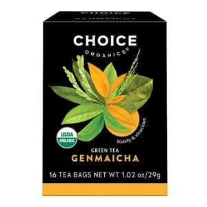 Choice Organics Genmaicha with Toasty Vivacious and Brown Rice Organic Green Tea Bags 16Ea