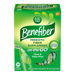Benefiber On the Go Prebiotic Fiber Supplement Sticks for Digestive Health 0.14Oz (4g) 28Ea