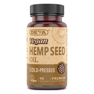 Deva Nutrition Omega 3-6-9 Vegan Hemp Oil Capsules Dietary Supplement Heart and Skin Health Formula 90Ea