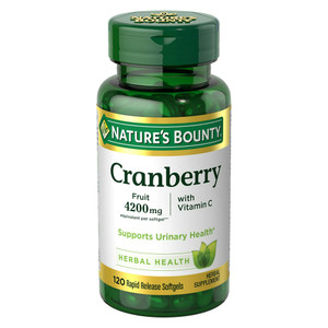 Natures Bounty Cranberry Fruit 4200mg with Vitamin C Softgels Support Urinary Tract Health 120Ea