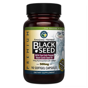 Amazing Herbs Black Seed Pure Cold Pressed Oil Softgels Dietary Supplement 90Ea