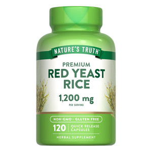 Natures Truth Vitamins Red Yeast Rice 1200mg Herbal Capsules Support Cardiovascular Health 120Ea