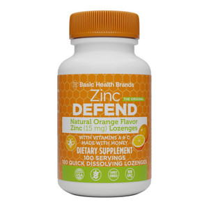 Basic Organics Zinc Lozenges Defend Natural Orange Flavor Support Immune and Reduce Cold 100Ea