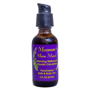 Flower Essence Mugwort Moon Magic Pump Top Oil for Warming Circulation and Female Reproductive Balance 2Oz (59ml)