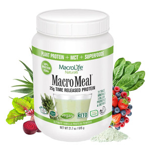 MacroLife Naturals Macro Meal Ultimate Superfood Vegan Protein, Vanilla, 15 Ea, 21.7 Oz