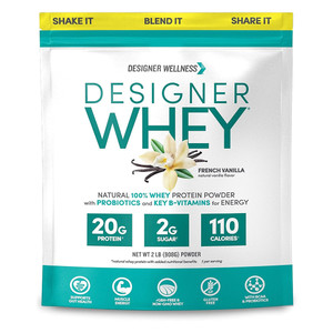 Designer Whey 100 Percent Premium Protein Powder French Vanilla Muscle Recovery and Energy Support Formula 2Lb (908g)