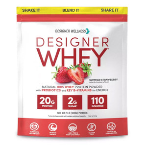Designer Whey Protein Powder Summer Strawberry Muscle Recovery and Energy Support Formula 2Lb (908g)