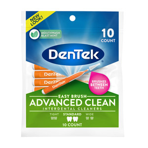 Dentek Easy Brush Cleaners For Plaque Removal, 10 Ea