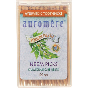 Auromere Ayurvedic Neem Tooth Picks Herbal Oral Care Natural Cleansing Formula 100Ea