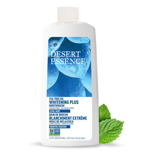 Desert Essence Natural Tea Tree Oil Whitening Plus Mouthwash Whitening Support Formula 16Oz (473ml)